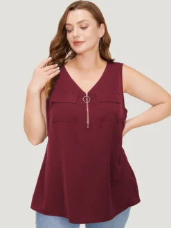 Solid Half Zipper Flap Detail Tank Top 33 Solid Half Zipper Flap Detail Tank Top -Bloomchic Shop 661238635 ty c5884d76 181c 41d2 9b02 0dcf43a40aed