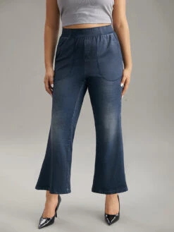 Denim Effect Prin Elastic Waist Flare Leg Leggings 14 Denim Effect Prin Elastic Waist Flare Leg Leggings -Bloomchic Shop 661522240 ip