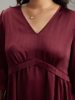 Anti-Wrinkle V Neck Gathered Ruffle Sleeve Blouse -Bloomchic Shop 661981612 re f0de271d c060 4964 a5c2 ee5567c23cd0