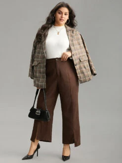 Corduroy Split Front Asymmetrical Hem Pants -Bloomchic Shop 662635432 ff