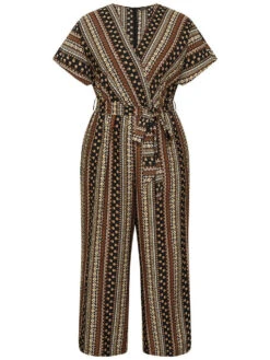 Bandana Print Surplice Neck Belted Ruffle Sleeve Jumpsuit -Bloomchic Shop 662780015 hn