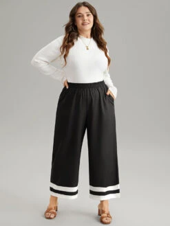Contrast Trim Slant Pocket Elastic Waist Pants 12 Contrast Trim Slant Pocket Elastic Waist Pants -Bloomchic Shop 664219031 jb