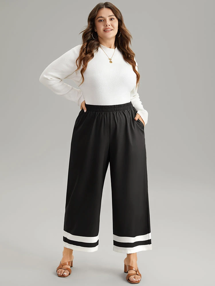 Contrast Trim Slant Pocket Elastic Waist Pants 6 Contrast Trim Slant Pocket Elastic Waist Pants - Image 4