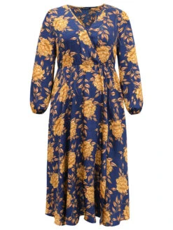 Floral Elastic Waist Wrap Split Hem Dress 17 Floral Elastic Waist Wrap Split Hem Dress -Bloomchic Shop 664241500 la