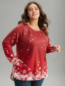 Christmas Snowflake Raglan Sleeve High Low Hem T-shirt -Bloomchic Shop 665699715 tb a140bf05 92c2 47f4 986d 5efba13d489d
