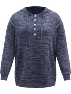 Heather Hooded Button Up Pocket Sweatshirt -Bloomchic Shop 668213631 ze