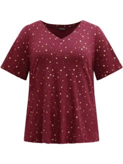 Star Polka Dot V Neck T-shirt -Bloomchic Shop 668344392 rr