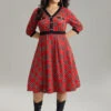 Plaid Contrast Trim Pocket Button Detail Dress -Bloomchic Shop 669559474 gi