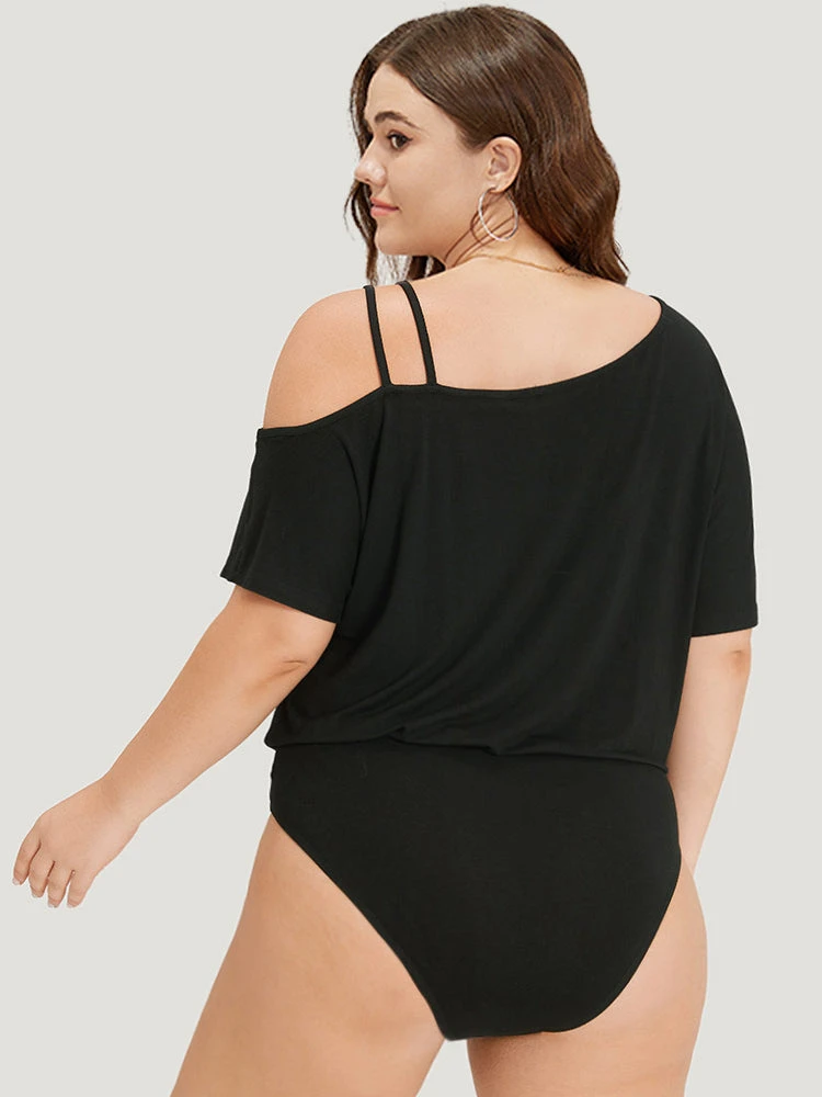 Plain One Shoulder Batwing Sleeve Cami Bodysuit 7 Plain One Shoulder Batwing Sleeve Cami Bodysuit - Image 5