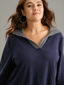 Two Tone Contrast Lapel Collar Sweatshirt 10 Two Tone Contrast Lapel Collar Sweatshirt -Bloomchic Shop 672564734 jc