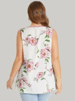 Floral Split Front Button Detail 2-In-1 Tank Top -Bloomchic Shop 676599908 by