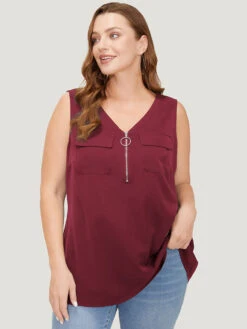 Solid Half Zipper Flap Detail Tank Top 31 Solid Half Zipper Flap Detail Tank Top -Bloomchic Shop 676895792 ps ee669ba2 2e69 4c39 a0ee 5109923c18a1