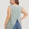 Solid Split Wrap Back Tank Top -Bloomchic Shop 677203503 ve