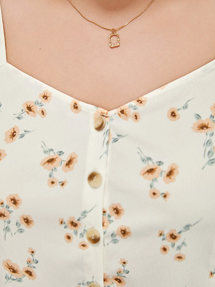 Ditsy Floral Patchwork Flutter Hem Cami Top 9 Ditsy Floral Patchwork Flutter Hem Cami Top - Image 7