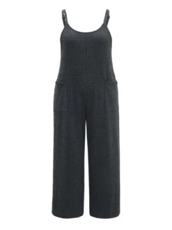 Plain Texture Pocket Adjustable Straps Jumpsuit -Bloomchic Shop 681875974 zg