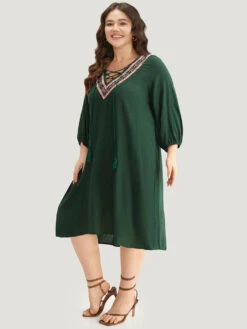 Contrast Webbing Lace Up High Low Hem Dress -Bloomchic Shop 684336168 wq