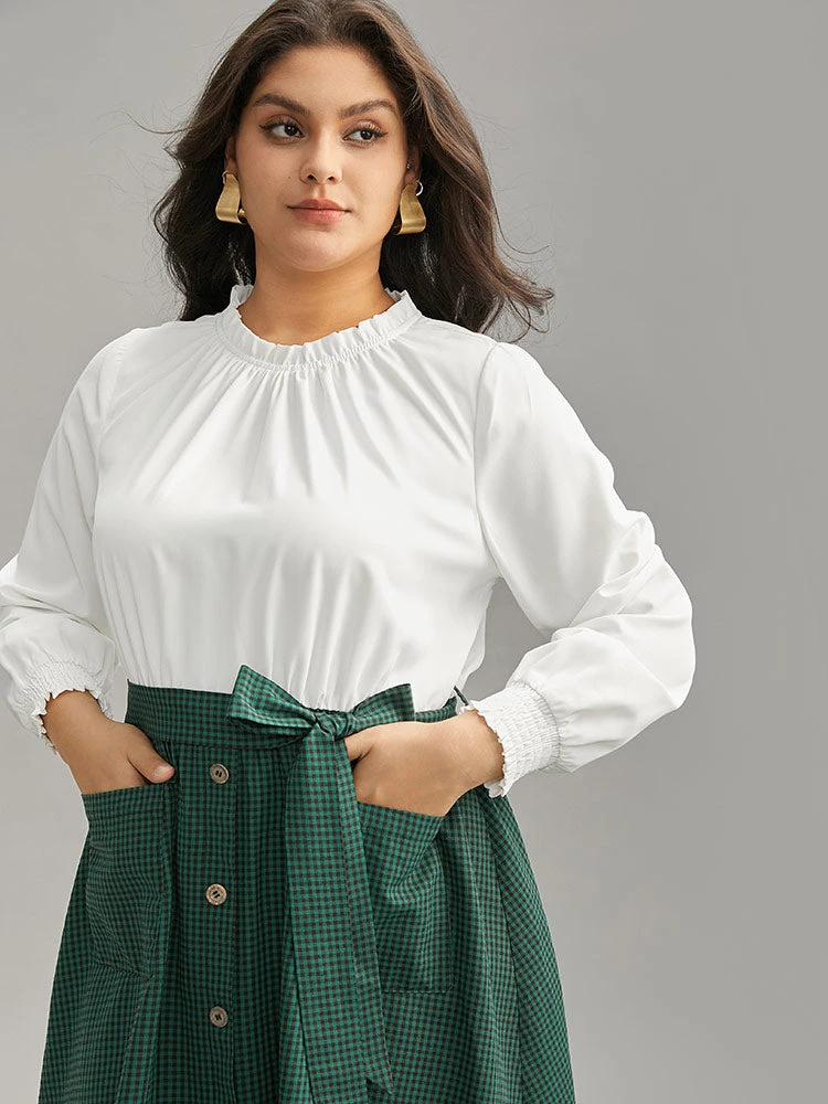 Gingham Belted Frill Trim Button Detail Dress 8 Gingham Belted Frill Trim Button Detail Dress - Image 6