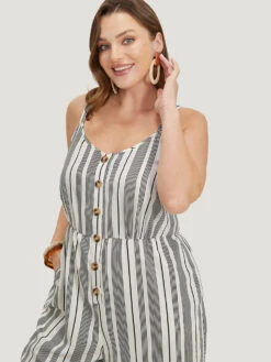 Striped Print Button Pocket Detail Cami Jumpsuit 18 Striped Print Button Pocket Detail Cami Jumpsuit -Bloomchic Shop 689363769 qn