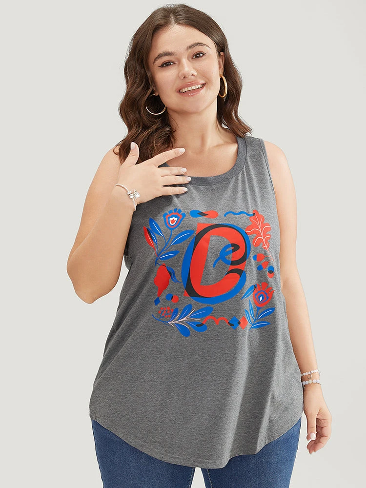 Letter & Floral Print Sleeveless Tank Top 9 Letter & Floral Print Sleeveless Tank Top - Image 7