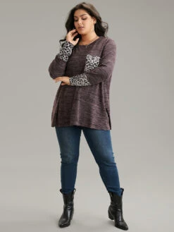 Leopard Patchwork Heather Patched Pocket T-shirt -Bloomchic Shop 692037729 mw