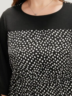 Geometric Graphic Patchwork Knot Cuffs Dress -Bloomchic Shop 692208348 rm