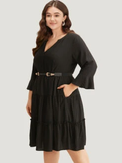 Supersoft Essentials Plain Ruffles Gathered Notched Dress 12 Supersoft Essentials Plain Ruffles Gathered Notched Dress -Bloomchic Shop 692641820 bl e9b4f891 efa4 4874 942c 3063a1f525cc