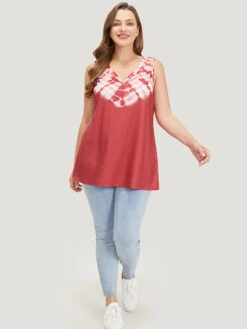 Tie Dye Contrast V Neck Tank Top 12 Tie Dye Contrast V Neck Tank Top -Bloomchic Shop 69412379 ak