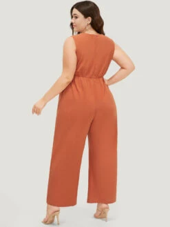 Plain Pocket Zipper Patchwork Tank Jumpsuit -Bloomchic Shop 694899156 yq