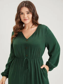 Plain Pocket Button Lantern Sleeve Lace Hem Tie Jumpsuit -Bloomchic Shop 6 585b9703 cc6e 41c2 9783 3516893aa500