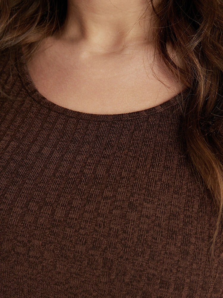 Solid Pocket Rib Knit Ruffle Hem Dress Without Belt 9 Solid Pocket Rib Knit Ruffle Hem Dress Without Belt - Image 7