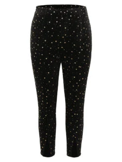 Star Glitter Split Hem High Rise Skinny Leggings -Bloomchic Shop 700355841 yx