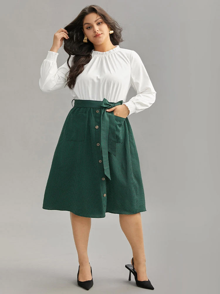 Gingham Belted Frill Trim Button Detail Dress 3 Gingham Belted Frill Trim Button Detail Dress