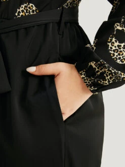 Halloween Skull Print Pocket Elastic Waist Belted Jumpsuit -Bloomchic Shop 702890052 qj