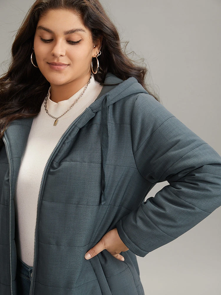 Hooded Drawstring Quilted Pocket Zipper Fly Coat 7 Hooded Drawstring Quilted Pocket Zipper Fly Coat - Image 5