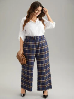 Plaid Pocket Eyelet Belted Straight Leg Pants -Bloomchic Shop 703798196 pt 75347c49 ee1d 46ae be67 5869a961f5f5