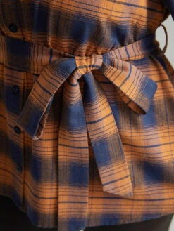 Plaid Elastic Waist Shirt Collar Blouse -Bloomchic Shop 70402563 my