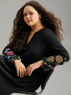 Floral Embroidered Notched Midi Dress 14 Floral Embroidered Notched Midi Dress -Bloomchic Shop 704134180 zz