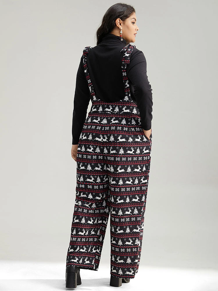 Christmas Elk Print Elastic Waist Knot Jumpsuit 4 Christmas Elk Print Elastic Waist Knot Jumpsuit - Image 2