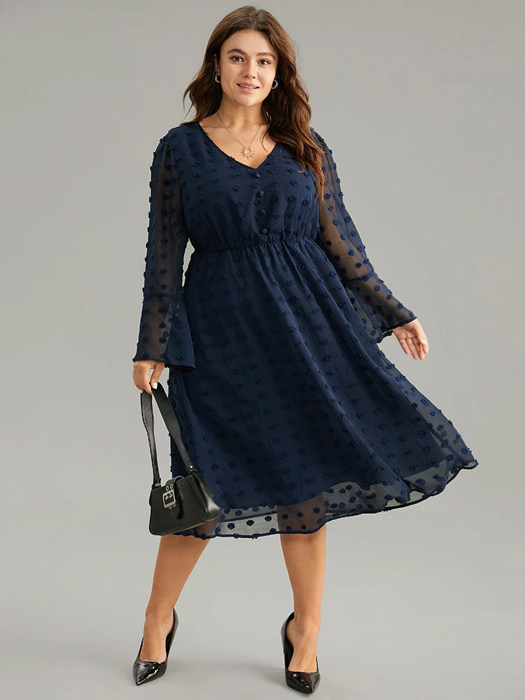 Plain Texture Elastic Waist Jacquard Dress 3 Plain Texture Elastic Waist Jacquard Dress