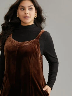 Plain Velvet Spaghetti Strap Pocket Jumpsuit 10 Plain Velvet Spaghetti Strap Pocket Jumpsuit -Bloomchic Shop 708292429 by