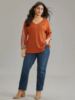 Waffle Knit Boho Print Patchwork Raglan Sleeve T-shirt 10 Waffle Knit Boho Print Patchwork Raglan Sleeve T-shirt -Bloomchic Shop 712565566 vn