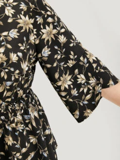 Floral Print Shirred Button Detail V Neck Petal Sleeve Blouse -Bloomchic Shop 713415885 ml 5c33e1c9 a470 4832 be88 c548cd54bd74