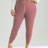 Christmas Houndstooth Elastic Waist High Rise Leggings 1 Christmas Houndstooth Elastic Waist High Rise Leggings -Bloomchic Shop 715238058 kf