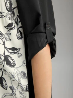 Silhouette Floral Print Twill Shirt Collar Contrast Blouse 18 Silhouette Floral Print Twill Shirt Collar Contrast Blouse -Bloomchic Shop 715770234 kx