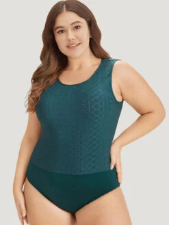 Plain Patchwork Broderie Anglaise Tank Bodysuit