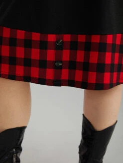 Plaid Patchwork Round Neck Elastic Waist Dress -Bloomchic Shop 718445459 rh