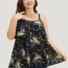 Floral Print Adjustable Straps Tiered Hem Cami Top -Bloomchic Shop 718652598 fi