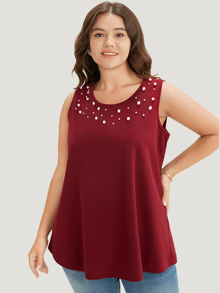 Solid Pearl Beaded Tank Top 4 Solid Pearl Beaded Tank Top - Image 2