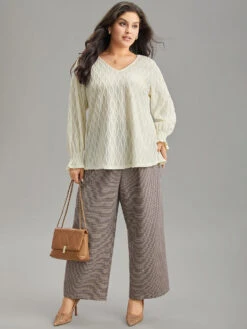 V Neck Solid Textured Shirred Blouse 16 V Neck Solid Textured Shirred Blouse -Bloomchic Shop 721962655 to 000d0213 caa0 4776 8c48 d6ba490adab6