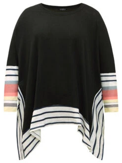 Striped Patchwork Colorblock Contrast Crew Neck Sweatshirt -Bloomchic Shop 722770730 qg